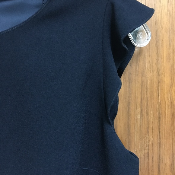 NWT $368 ELIE TAHARI NAVY STEFANA RUFFLE SLEEVE SHIFT DRESS Sz 10 - Picture 7 of 12